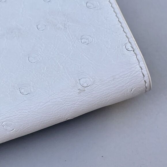 Prada White Ostrich Leather Compact Wallet With Box And Card - Picture 4 of 16